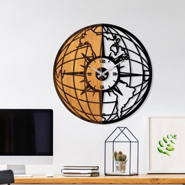 Wallity Reloj de pared decorativo de madera Nogal y Negro